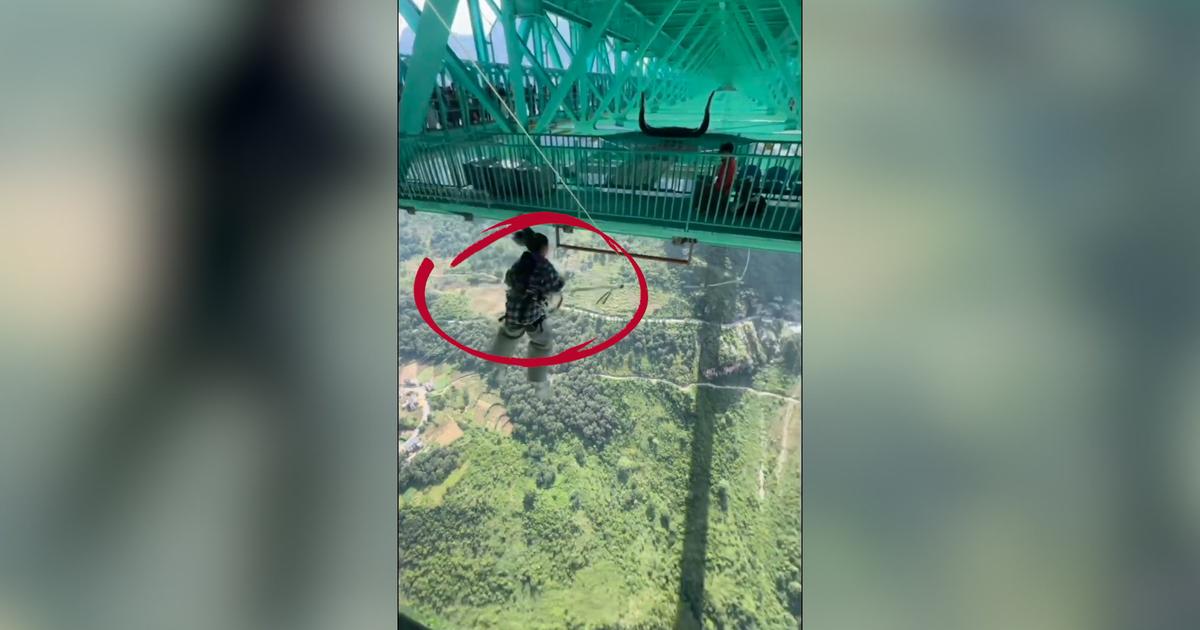 Chine : Ã  plus de 625 mÃ¨tres de hauteur, ils sautent Ã  lâ€™Ã©lastique du Â«plus...