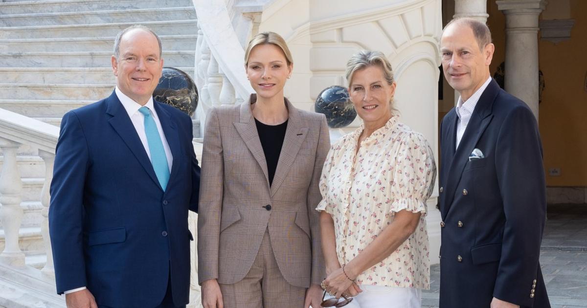 Pour rencontrer Sophie et Edward d’Édimbourg, Charlene de Monaco fait un clin d’œil à leurs racines en costume Prince-de-Galles