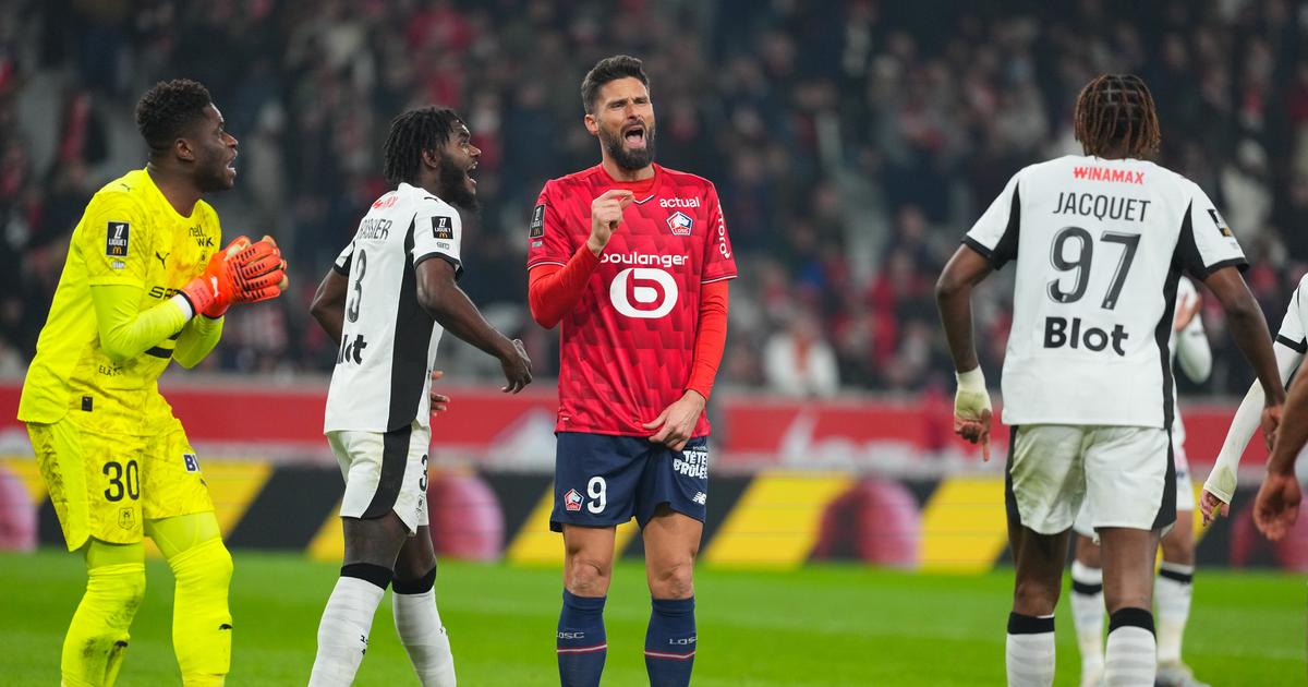 Ligue 1 : rapidement réduit à dix, le Losc de Giroud s’incline face à Rennes et lâche de précieux points