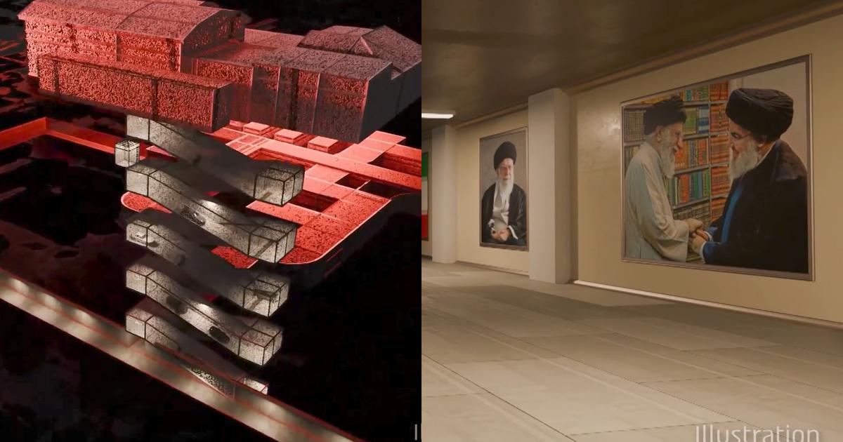 Tunnels, portraits du guide... l’armée israélienne révèle des images 3D du bunker souterrain censé protéger Khamenei
