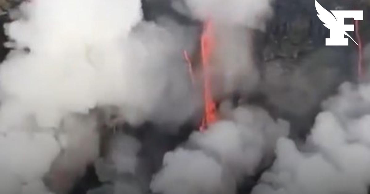«Moment historique» : les images grandioses de la lave du piton de la Fournaise qui se jette dans l’océan Indien