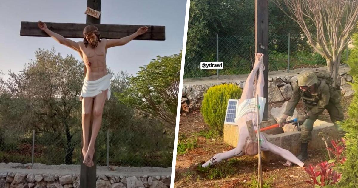 Liban : ce que l’on sait de l’image d’un soldat israélien s’attaquant à la masse à une statue du Christ