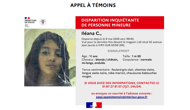 Val-de-Marne : une petite fille de 10 ans disparue depuis 5 jours, un appel à témoins lancé