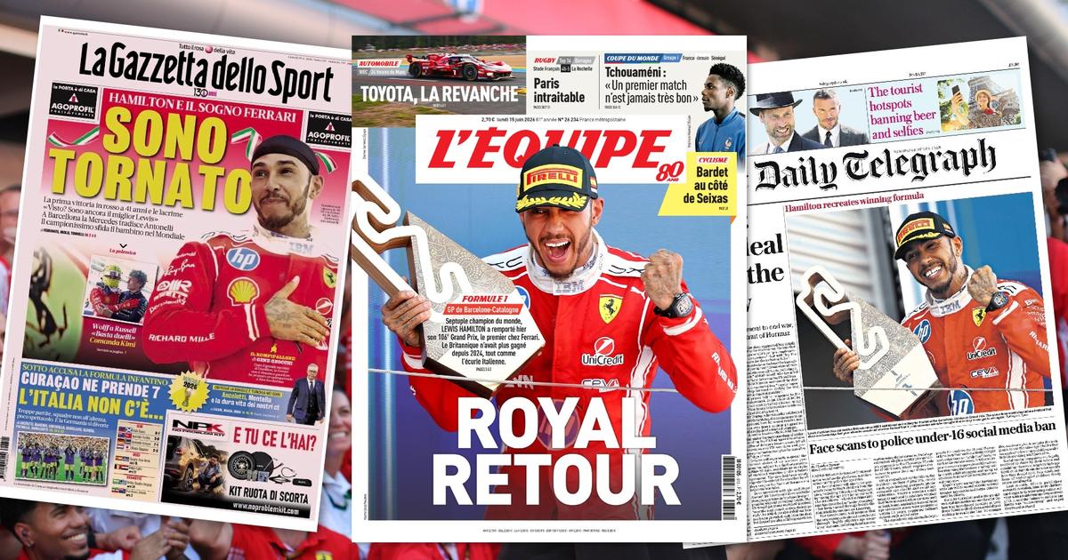 Formule 1 : «Triomphe d’une icône», «candidat au titre», la presse s’enflamme au lendemain de la première victoire de Lewis Hamilton avec Ferrari