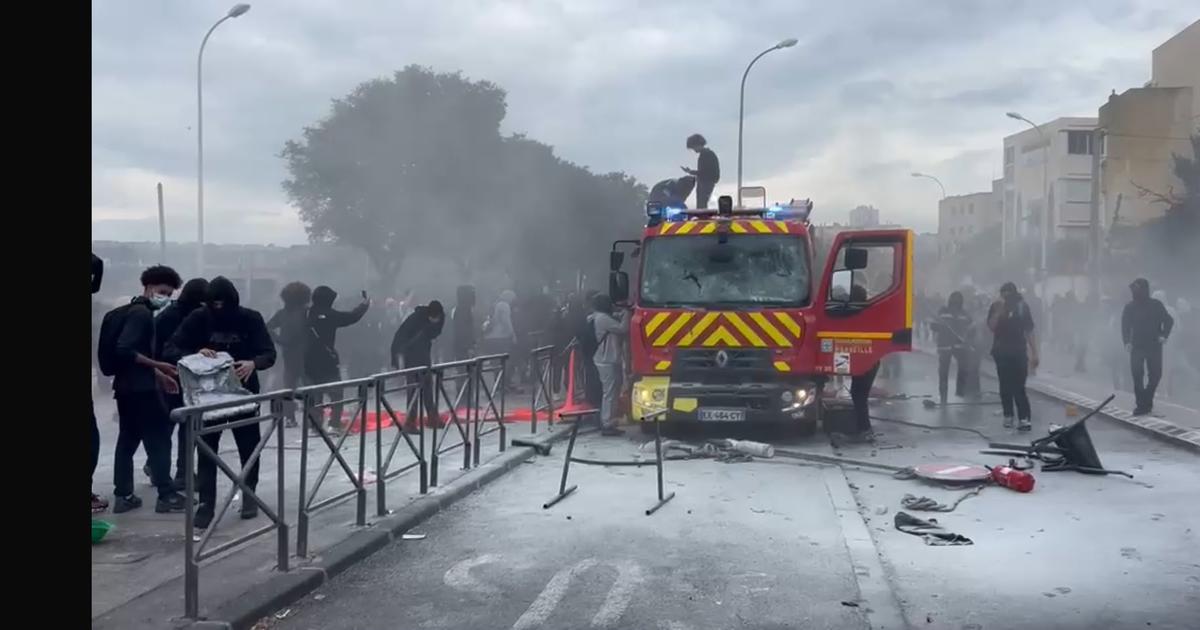 Blocus des lycées : des jeunes pillent et incendient un camion des marins-pompiers à Marseille