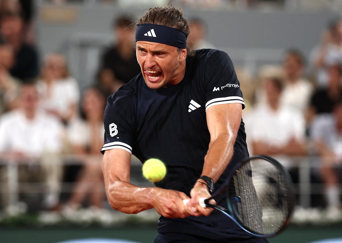 Zverev pendant son match nocturne à Roland-Garros