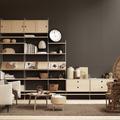 La bibliothèque - comme ici un modèle de la marque String - est un meuble de rangement idéal dans le salon pour classer, organiser et également exposer.