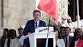 Jean-Luc Mélenchon lors de son premier grand meeting de campagne à Saint-Denis, le 7 juin 2026.