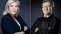 Marine Le Pen (à g.) et Jean-Luc Mélenchon (à dr.) sont tous les deux candidats à l’élection suprême pour la quatrième fois consécutive. La première est donnée très largement victorieuse face au second.