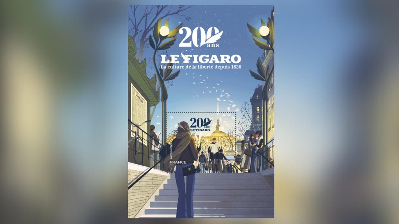 Un timbre officiel de La Poste célèbre les 200 ans du Figaro