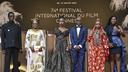 Mahamat-Saleh Haroun et l’équipe du film « Lingui, les liens sacrés » au festival de Cannes 2021
