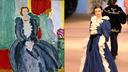 Quand Yves Saint Laurent regarde la célèbre « Robe bleue » de Matisse (à gauche) et la réinvente en 1 981 pour sa Collection haute couture (à droite).