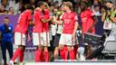 L’Olympique Lyonnais lors de sa victoire face au Toulouse FC (2-0), quelques jours avant son barrage retour face à Fenerbahçe.