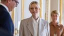 Fini les robes ! Charlene de Monaco renoue (déjà) avec sa silhouette fétiche en misant sur un élégant tailleur-pantalon Bottega Veneta