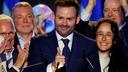 Paul Saint-Pierre Plamondon, chef du Parti québécois (PQ), lors de son discours de victoire aux dernières élections provinciales, 6 octobre 2026.