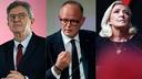 Jean-Luc Mélenchon, Édouard Philippe et Marine Le Pen.