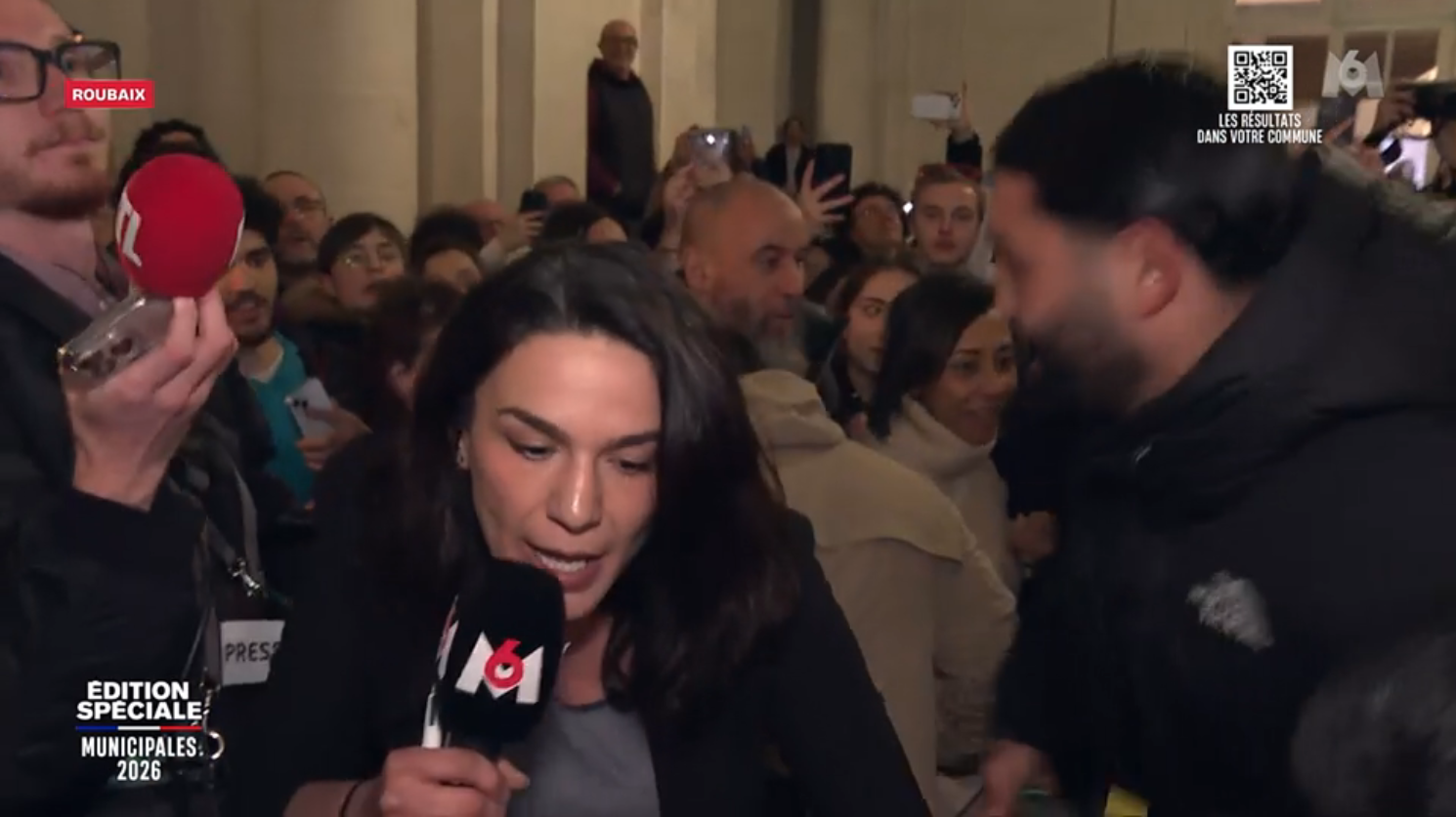 Une journaliste de M6 bousculée par un mouvement de foule à Roubaix après la victoire de LFI lors des municipales 2026 — People & Médias