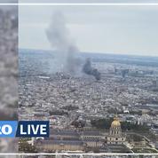 Une épaisse fumée noire au-dessus de Paris après l'incendie d'un bus