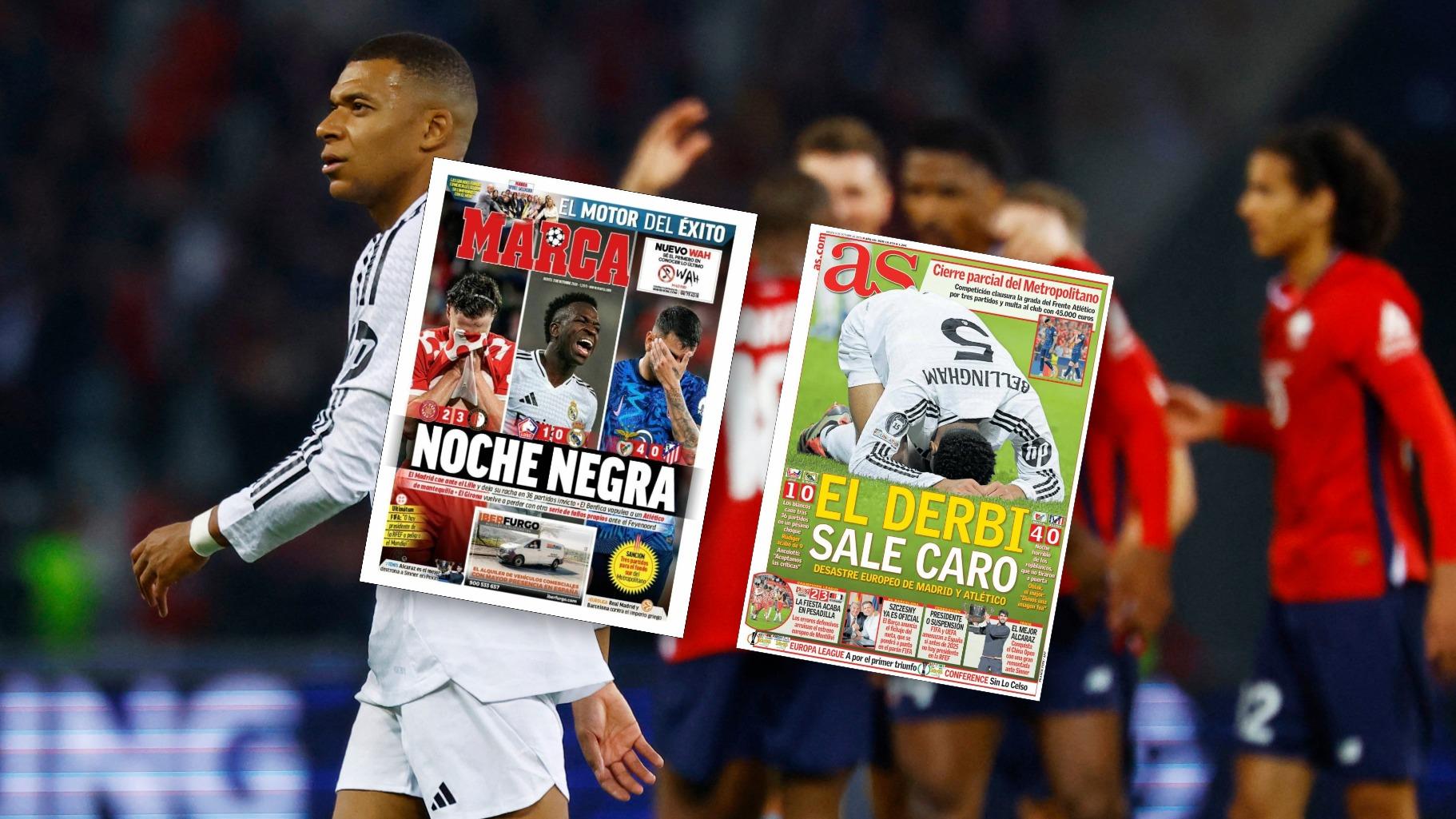 «Nuit noire», «désastre», «gifle»... La presse espagnole n’épargne pas le Real Madrid après la défaite à Lille