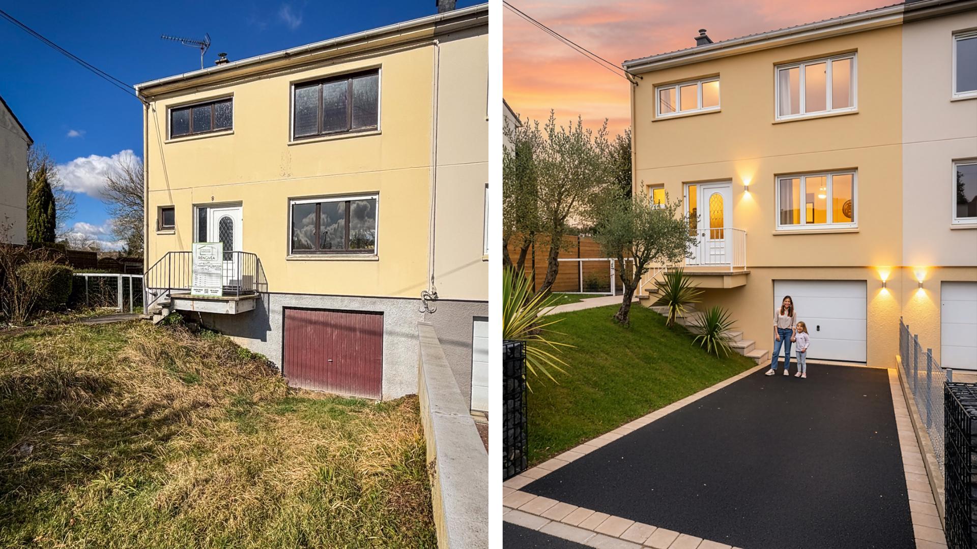 Vue de la maison d’Apolline avant et après rénovation.