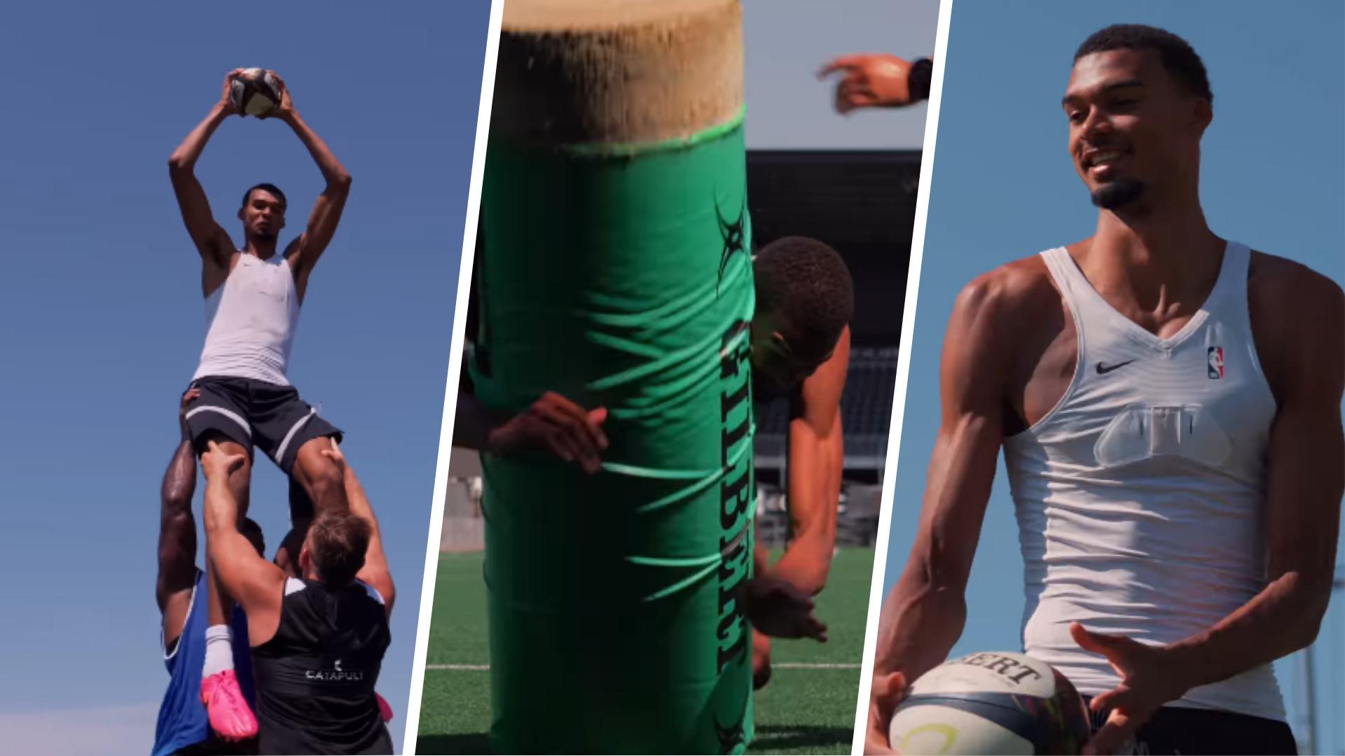 Plaquages, touches et passes, les images insolites de Wembanyama s’entraînant avec Provence Rugby