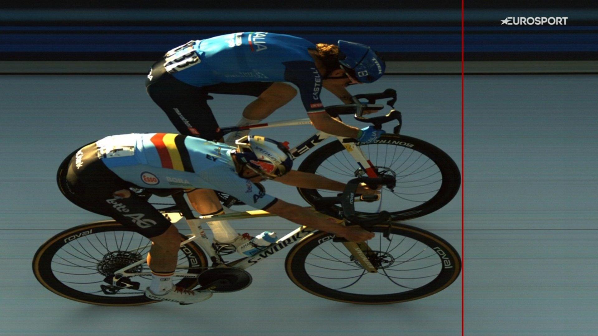 Cyclisme : battu pour 0,0028 seconde à la photo finish par Evenepoel, Ciccone n’a toujours pas digéré