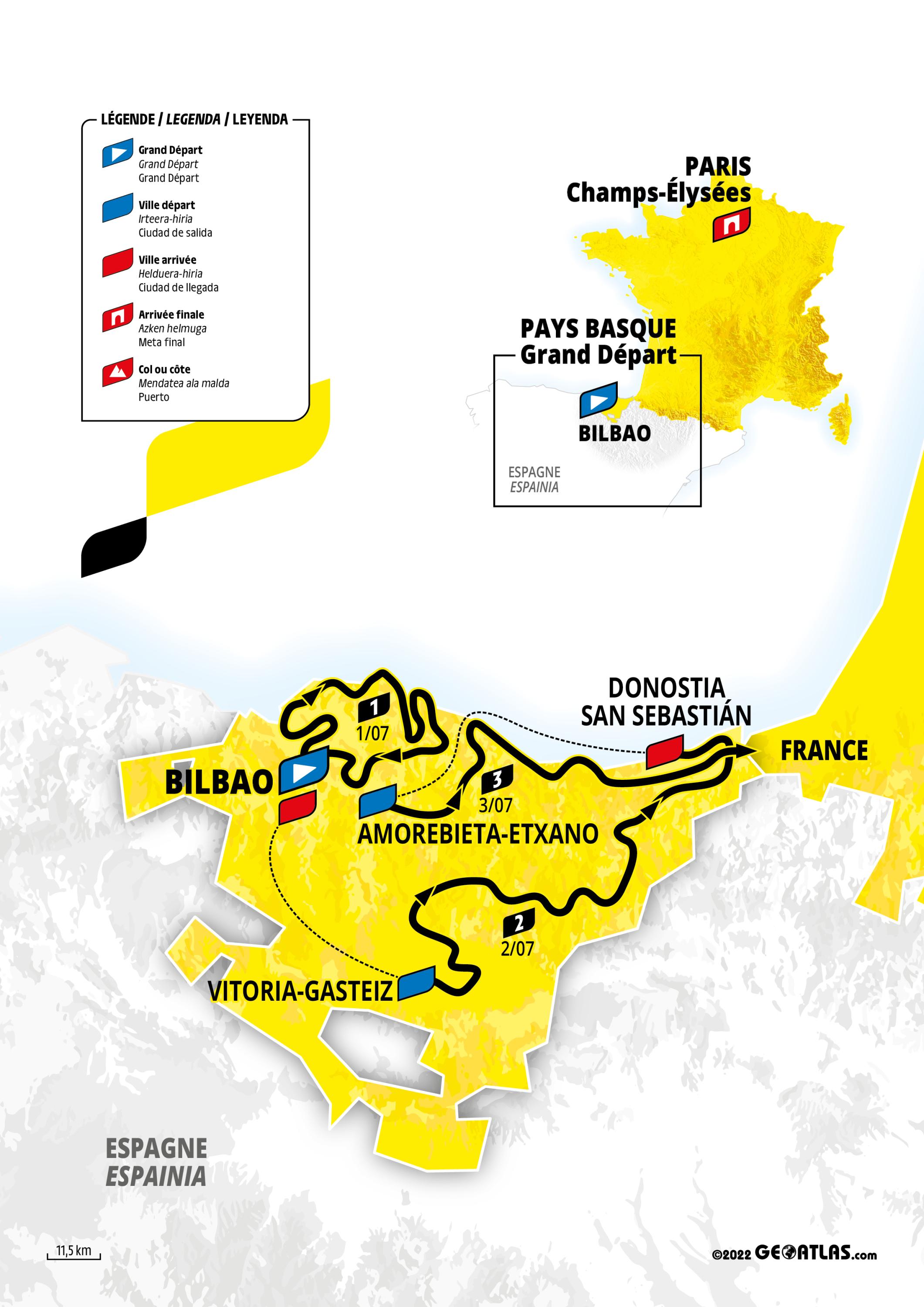 Calendrier Basque 2023 Tour De France 2023: Les Trois Premières Étapes Dévoilées, Une Entame Pour  Puncheurs Au Pays Basque Espagnol