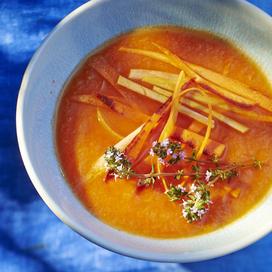 Soupe fraîche de melon et carotte