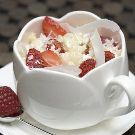 Pâtes au lait de coco et fruits rouges