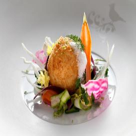 Arancini et son nid de légumes croquants