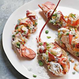 Homard poché et macédoine de légumes