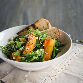 Salade de potimarron, lardons et œuf dur