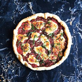 Tarte à la tomate, mozzarella, jambon