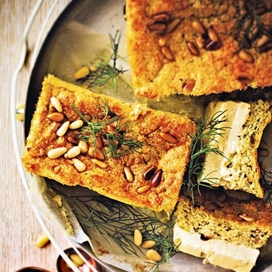 Cake artichaut, parmesan et pignons