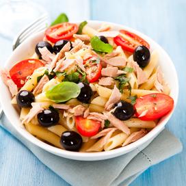 Salade de pennes au thon et chèvre frais