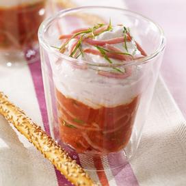 Tiramisu jambon, tomates, aubergines