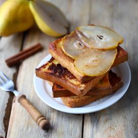 Pain perdu aux poires caramélisées