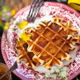 Gaufres liégeoises, sauce caramel