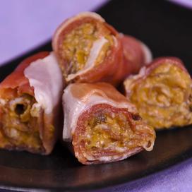 Roulé de jambon au caviar d'aubergines