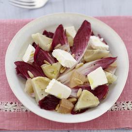 Salade endives, cœurs d'artichauts et fromage frais