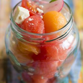 Salade de concombre au melon et à la feta