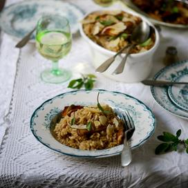 Risotto aux cèpes, mascarpone, tuiles de parmesan