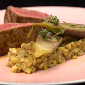 Filet de bœuf, aubergines, thym et citron