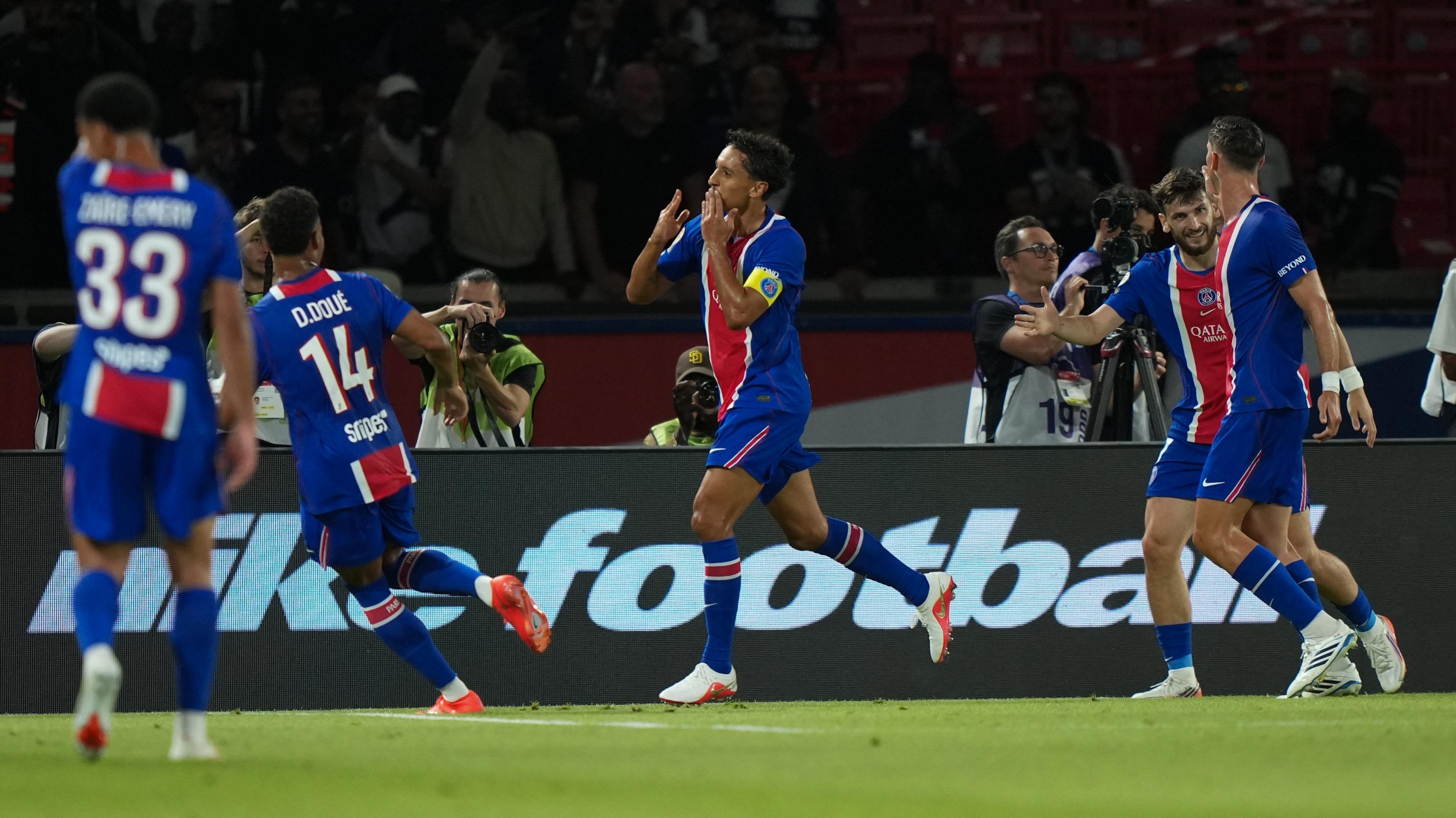 PSG-Monaco : en vidéo, l’ouverture du score peu académique du capitaine Marquinhos