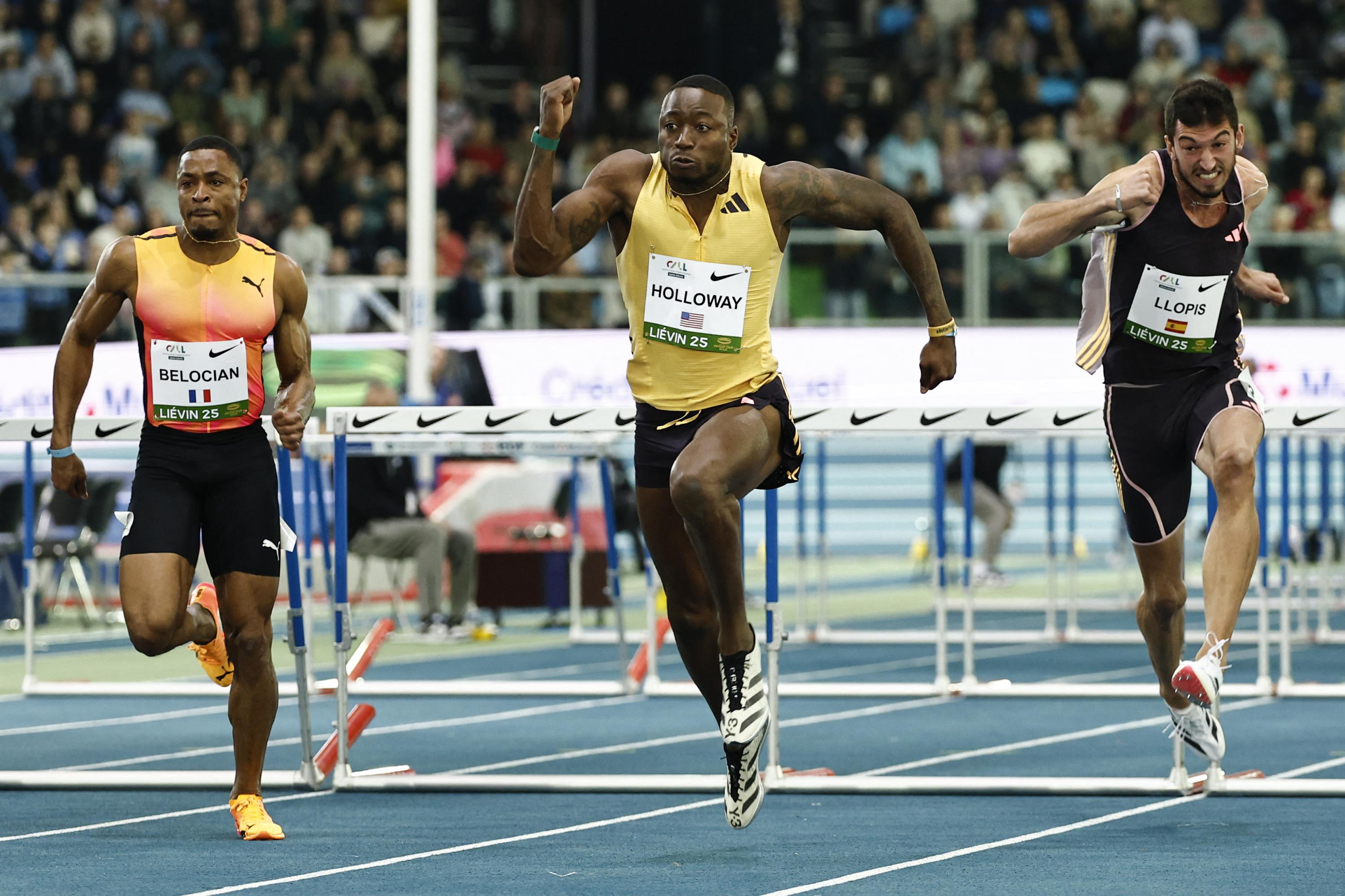 Athlétisme : Grant Holloway tranquille vainqueur du 60m haies à Liévin devant Wilhem Belocian