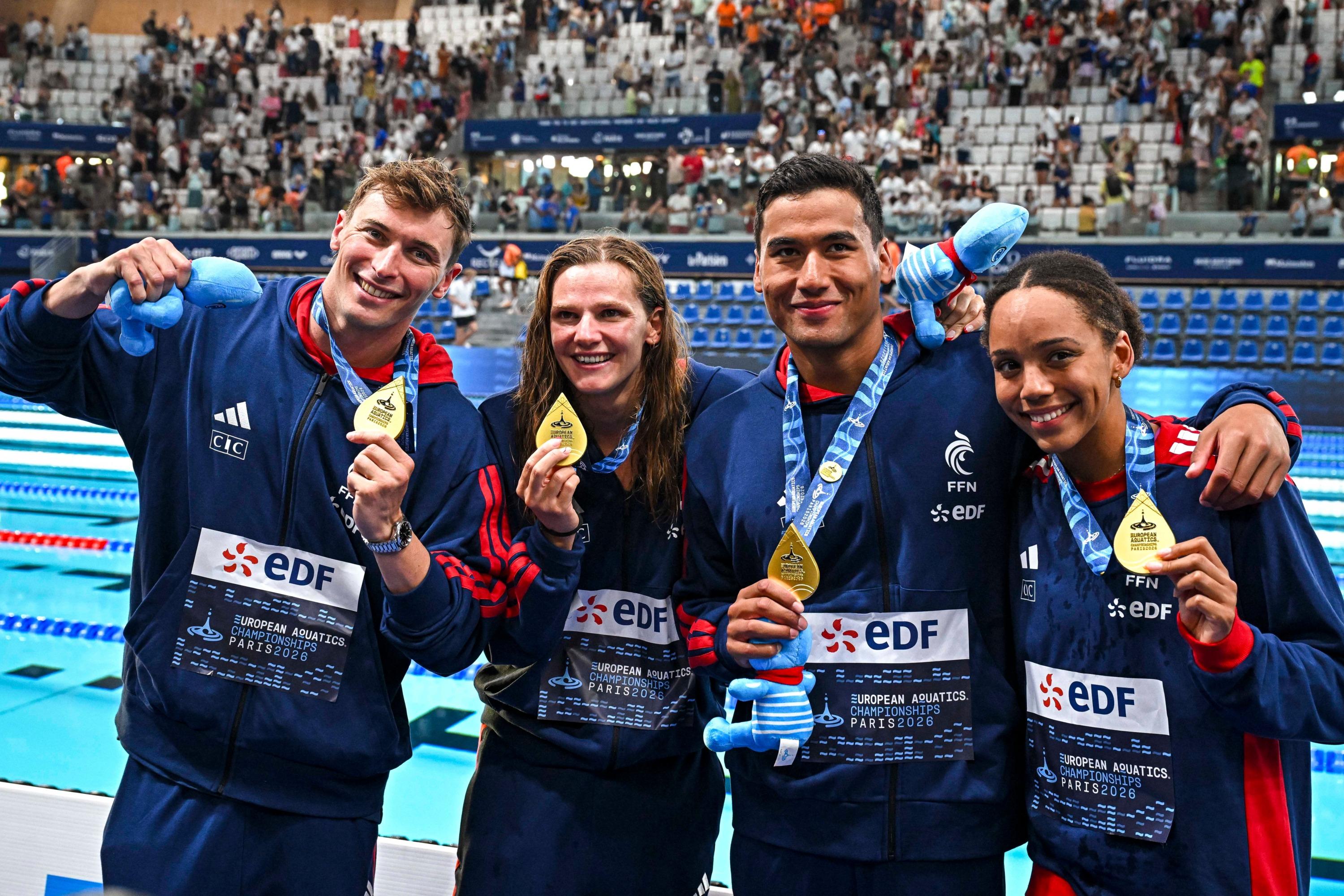 Championnats d’Europe de natation : «J’étais en mode, il faut que je rattrape le plus de filles possible», s’amuse Maxime Grousset après l’or du relais mixte