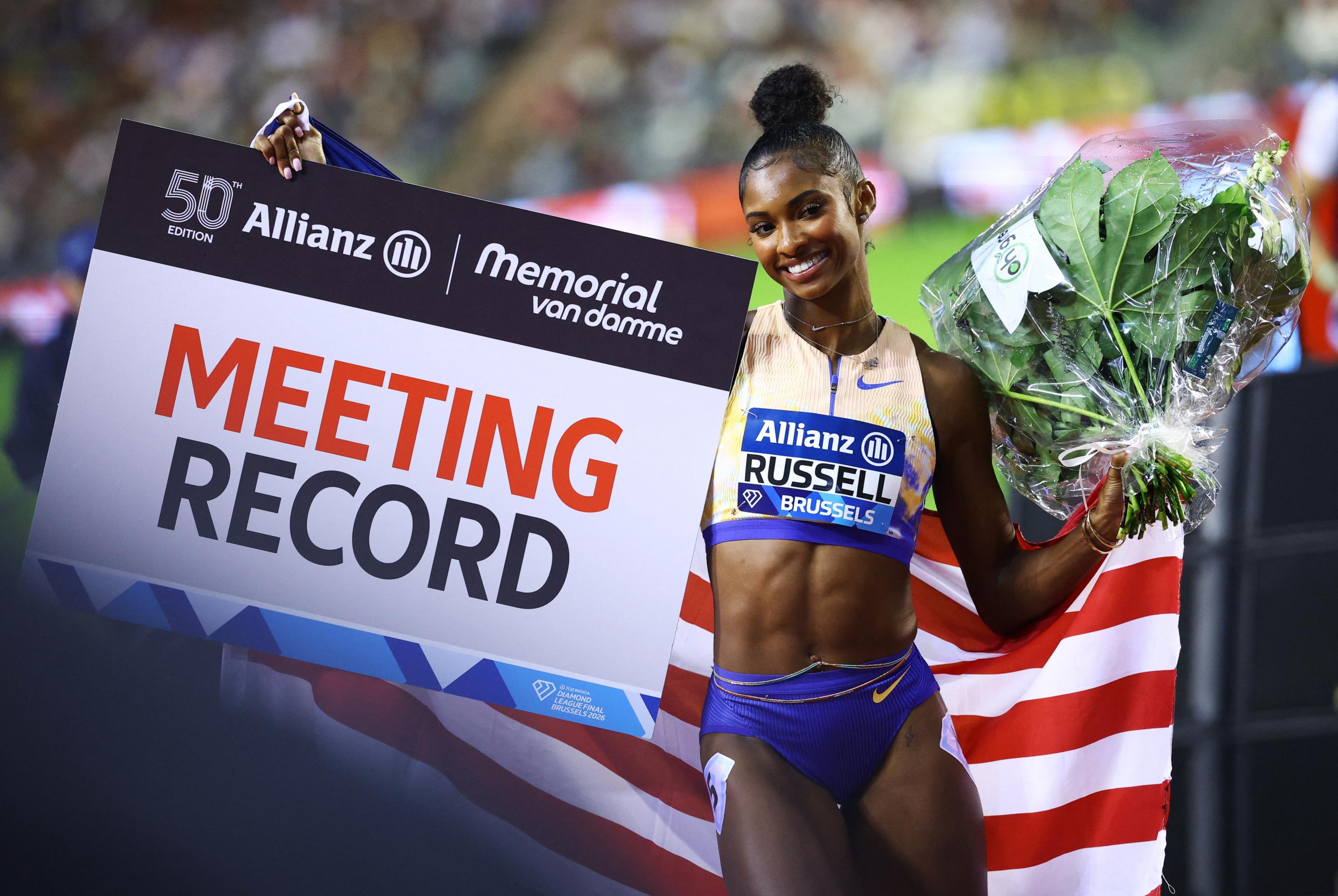 Athlétisme: la recordwoman du 100 m haies Masai Russell enchaîne à Bruxelles