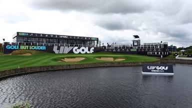 Vue générale du 18e trou du Centurion Golf Club, à St Albans, en Grande-Bretagne, étape du LIV Golf en juillet dernier.