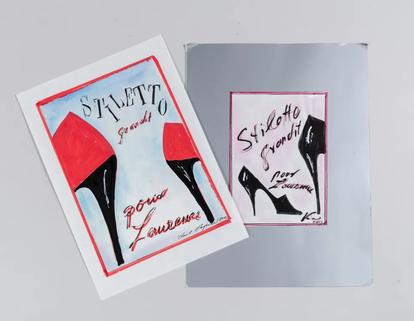 Caricature 'STILETTO grandit pour Laurence', signé Karl Lagerfeld