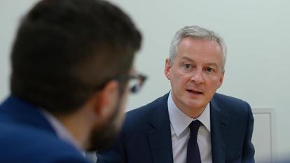 Bruno Le Maire, lors de la conférence de presse en marge des réunions du FMI et de la Banque mondiale à Washington.